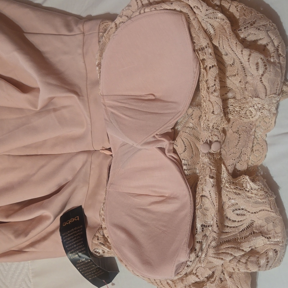 NWT Pink Lace BEBE Dress - Long Sleeve  Size 8 - Picture 12 of 13